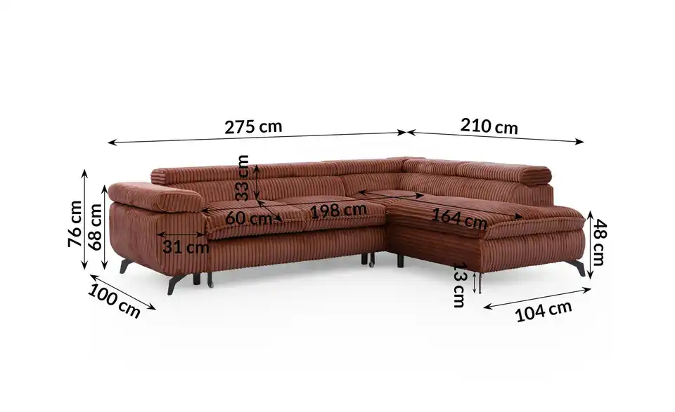 S-STYLE Ecksofa Bonnie, Bemaßung
