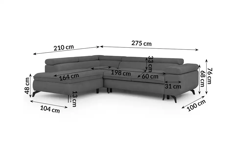 S-STYLE Ecksofa Bonnie, Bemaßung