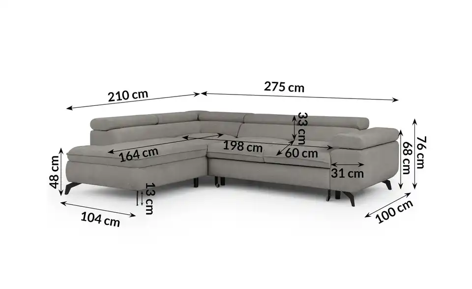 S-STYLE Ecksofa Bonnie, Bemaßung