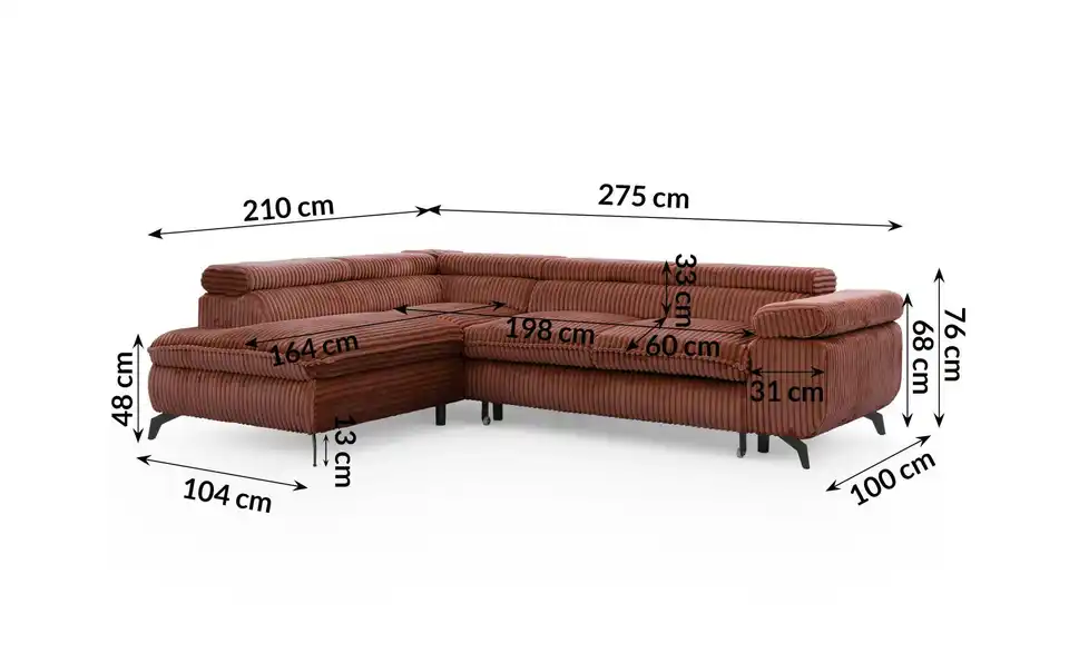 S-STYLE Ecksofa Bonnie, Bemaßung