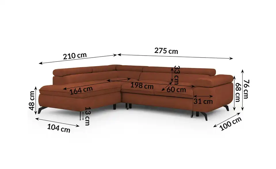 S-STYLE Ecksofa Bonnie, Bemaßung