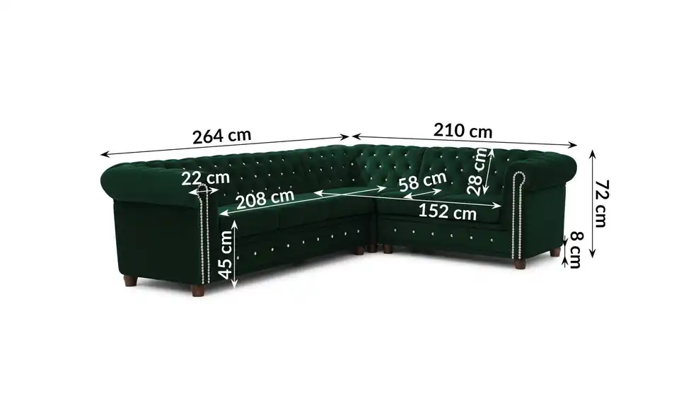 S-STYLE Ecksofa, Bemaßung