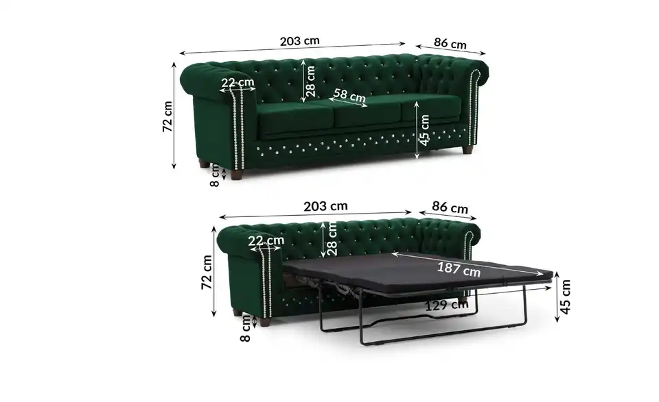 S-STYLE Einzelsofa, Bemaßung