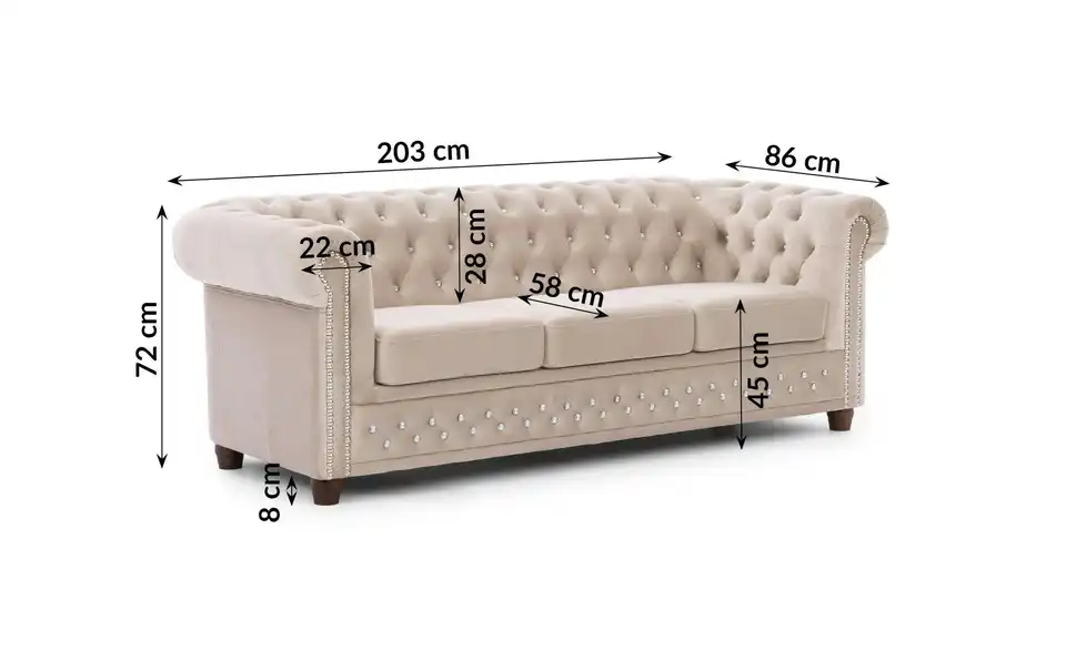 S-STYLE Einzelsofa, Bemaßung