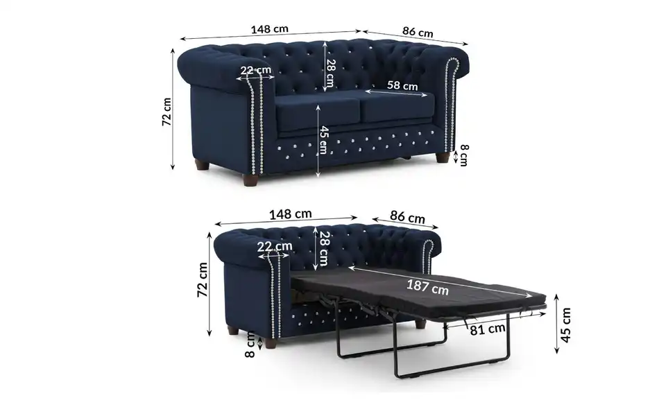 S-STYLE Einzelsofa, Bemaßung