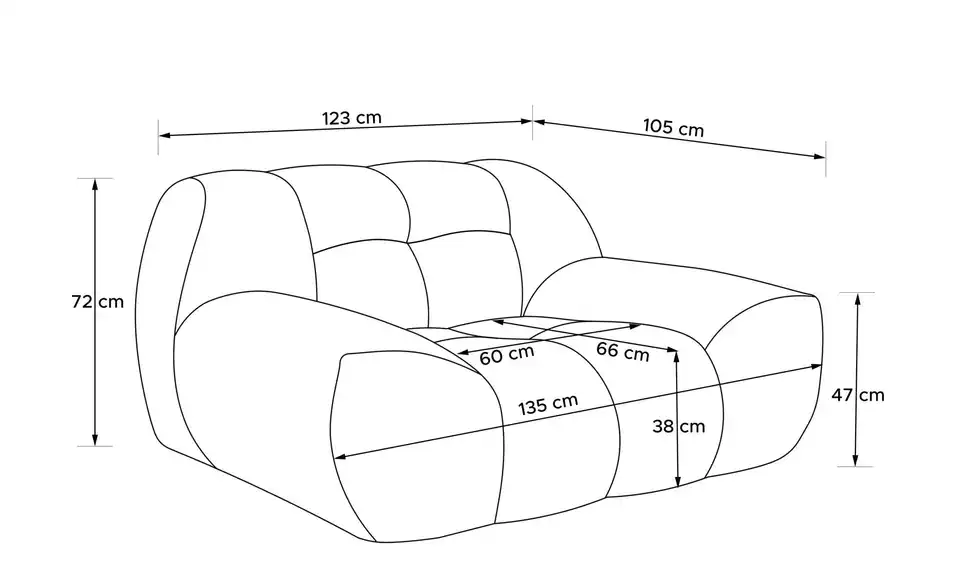 KONSIMO Sessel 2er-Set, Bemaßung