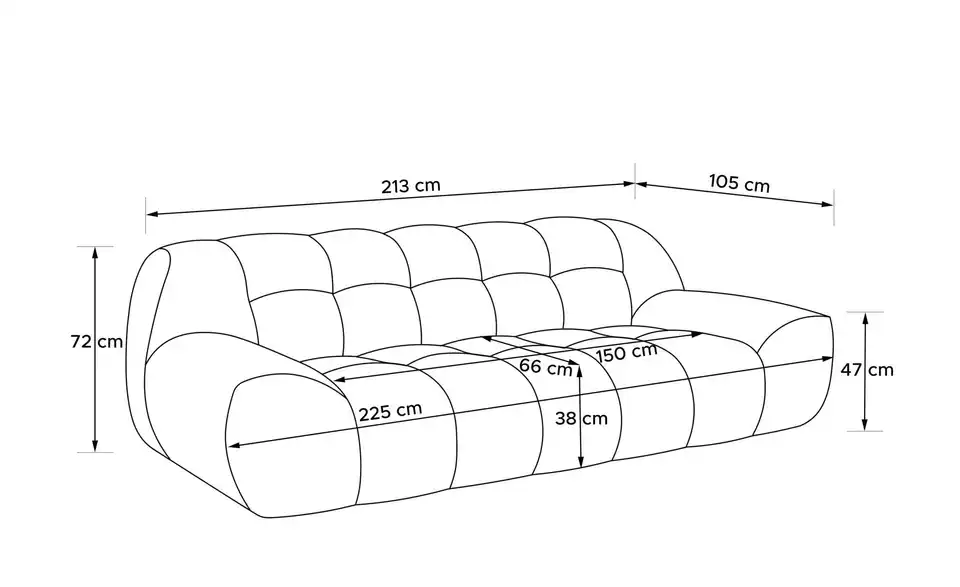 KONSIMO Einzelsofa, Bemaßung