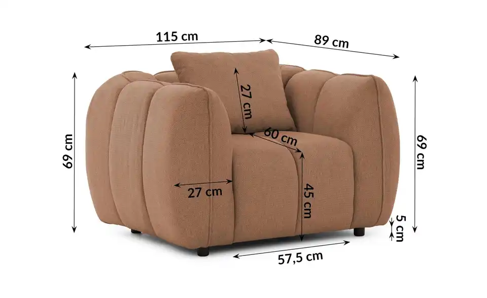 S-STYLE Sessel, Bemaßung
