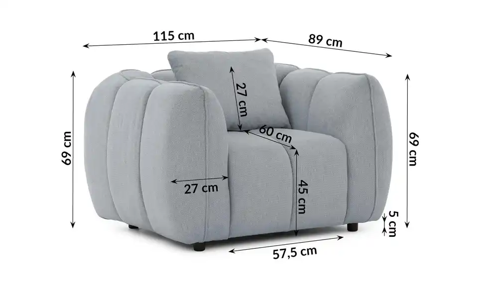 S-STYLE Sessel, Bemaßung