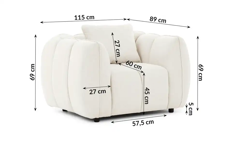 S-STYLE Sessel, Bemaßung