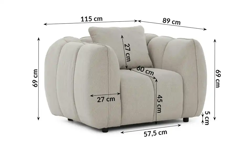 S-STYLE Sessel, Bemaßung
