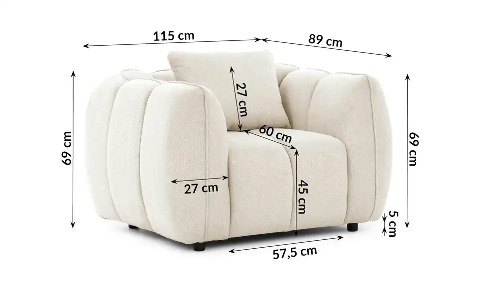 S-STYLE Sessel, Bemaßung