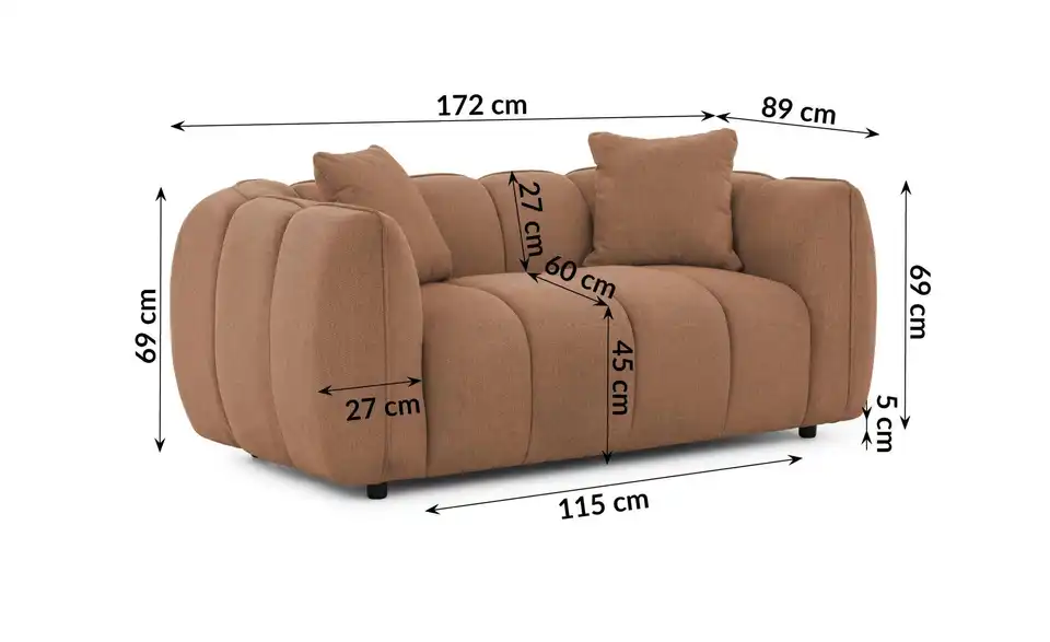 S-STYLE Einzelsofa, Bemaßung