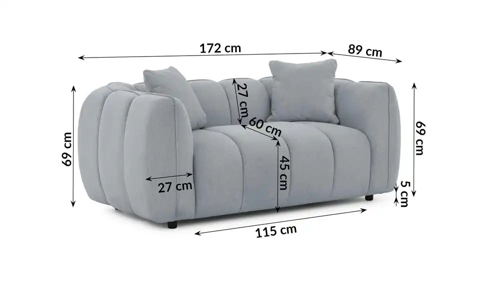S-STYLE Einzelsofa, Bemaßung