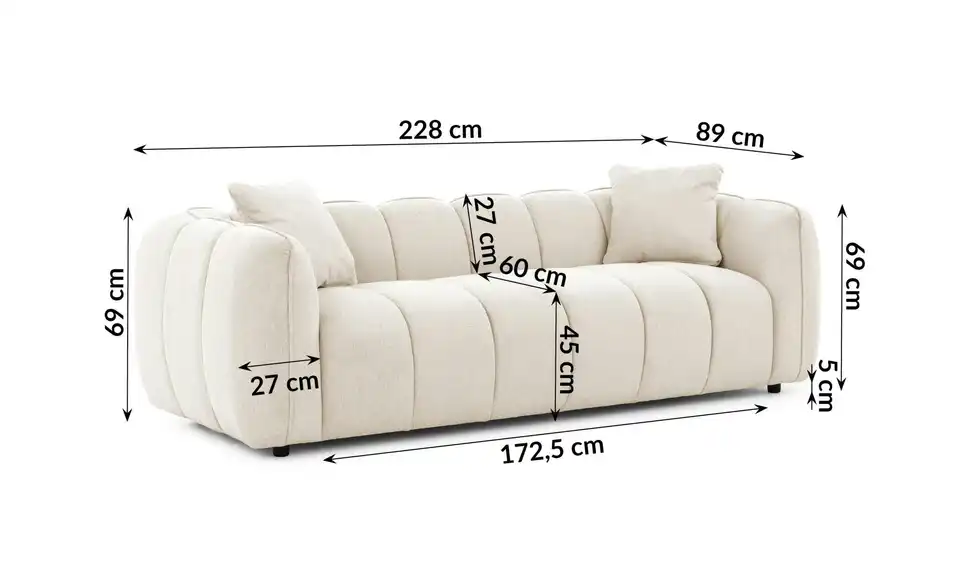 S-STYLE Einzelsofa, Bemaßung