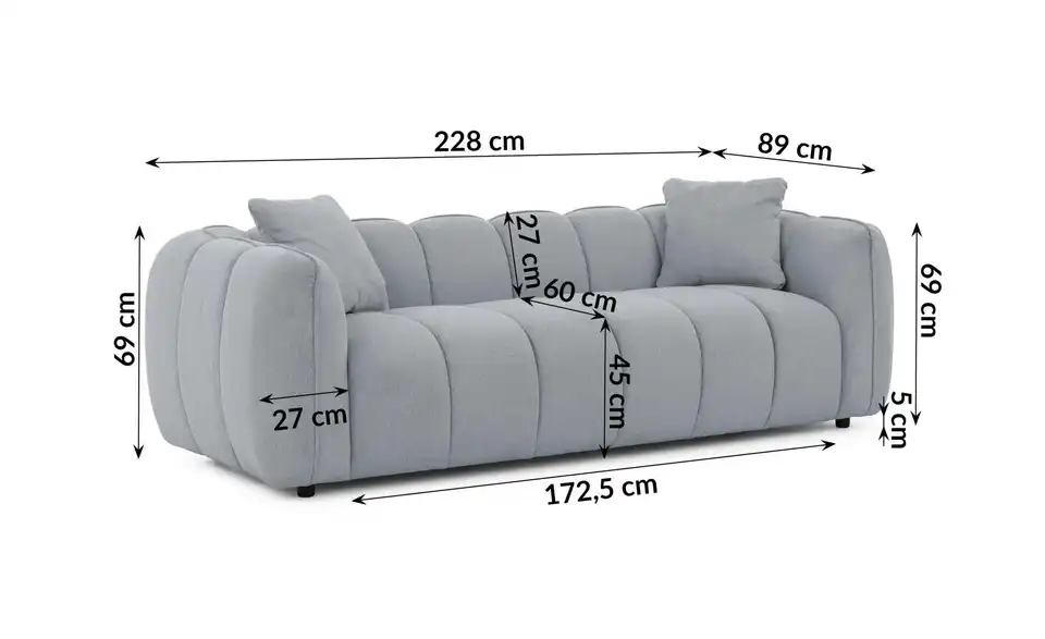 S-STYLE Einzelsofa, Bemaßung