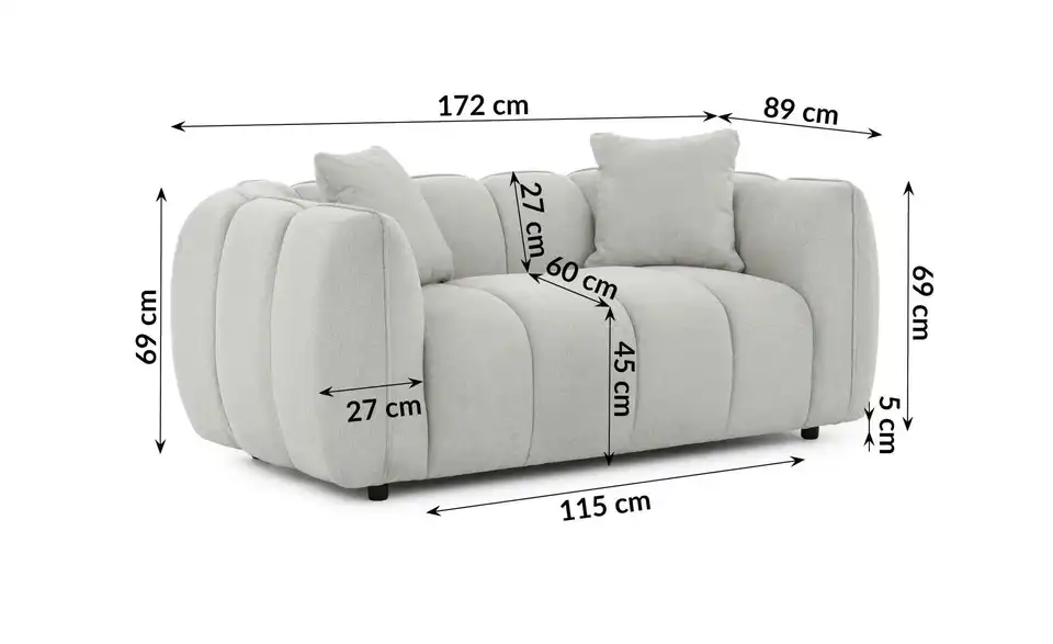 S-STYLE Einzelsofa, Bemaßung