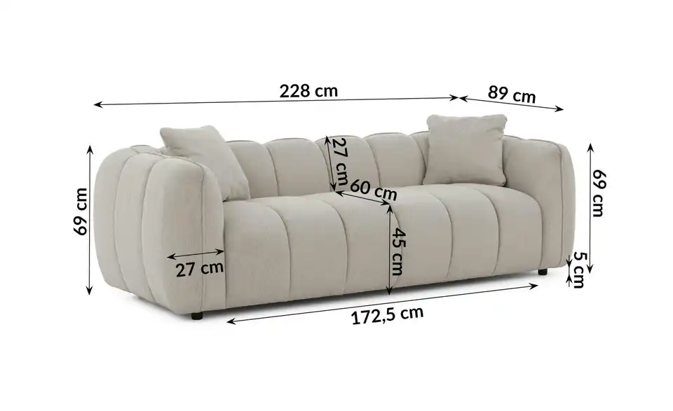 S-STYLE Einzelsofa, Bemaßung