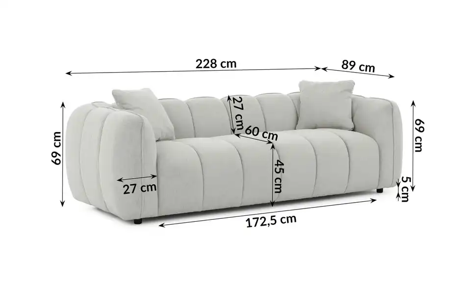 S-STYLE Einzelsofa, Bemaßung