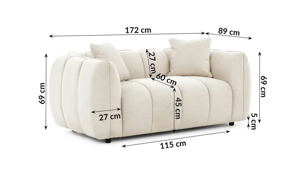S-STYLE Einzelsofa, Bemaßung