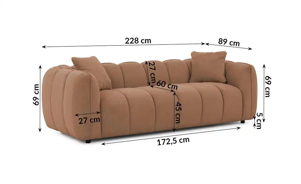 S-STYLE Einzelsofa, Bemaßung