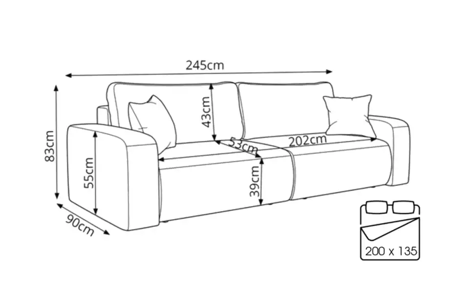 Big Sofa Piano, Bemaßung