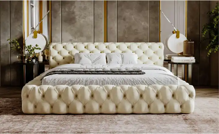GrainGold Polsterbett Glamour, mit Stauraum Palini | 160x200 cm, Beige