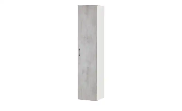 Schrank, 1-türig Multischrank-System 40 cm Weiß, Betonoptik