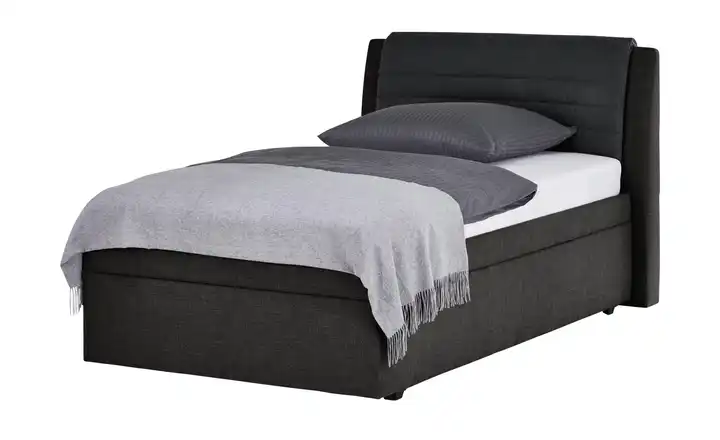 Polsterbett York Graphit, Schwarz 120 cm