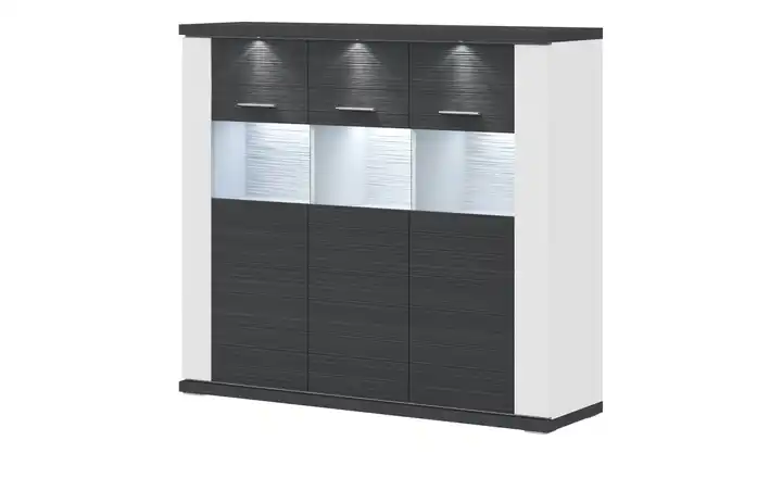 Highboard  Toulon Weiß, Graphit Spot- und Nischenbeleuchtung