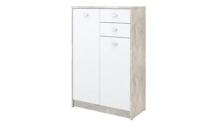 Kommode Ravenna Betonoptik, Weiß 74 cm 111,4 cm mit Schubladen