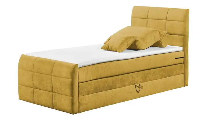 Boxspringbett Kuba 3 Senfgelb 100 cm