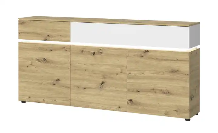 Sideboard Luci Cremeweiß, Eiche Artisan (Nachbildung)