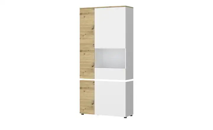 Vitrine Luci Cremeweiß, Eiche Artisan (Nachbildung) Vitrinentür rechts