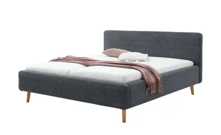 Polsterbettgestell Mattis Anthrazit Cordstoff 180 cm mit Bettkasten
