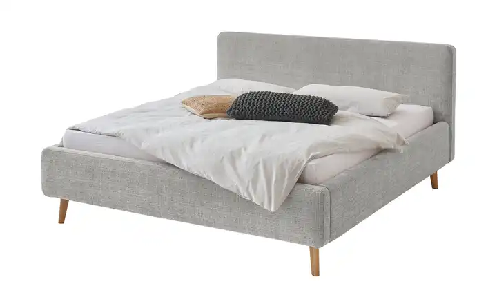 Polsterbettgestell Mattis Grau Bouclé 160 cm ohne Bettkasten