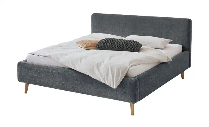 Polsterbettgestell Mattis Anthrazit Bouclé 180 cm mit Bettkasten