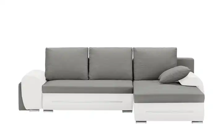 Ecksofa Emma rechts Weiß, Hellgrau