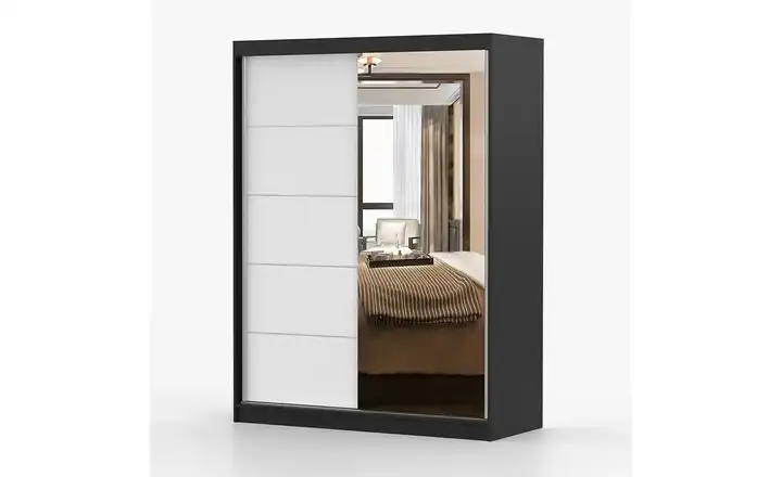 Schwebetürenschrank 2-türig Vista Schwarz, Weiß