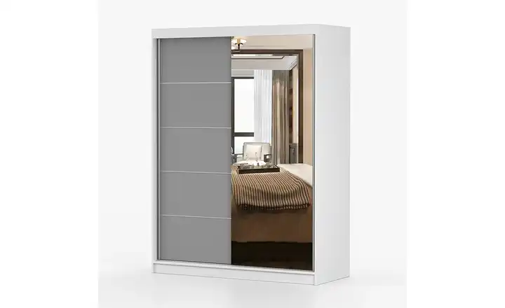 Schwebetürenschrank 2-türig Vista Weiß, Grau
