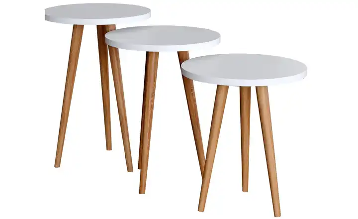 Couchtisch 3er-Set Ribatejo 34 cm 34 cm 34x34 Weiß