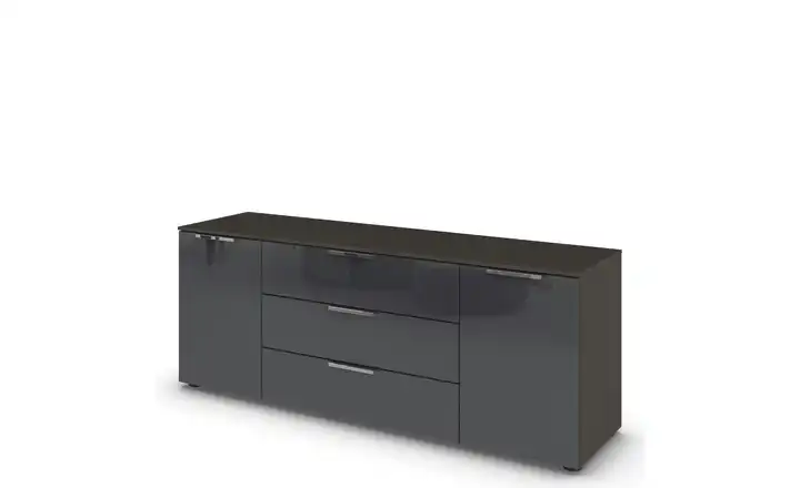 Sideboard Flipp Graphit Graphit Front: Glas, Oberboden: Dekor verchromt