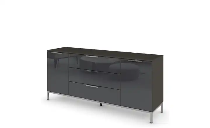 Sideboard Flipp Graphit Front: Glas, Oberboden: Dekor verchromt