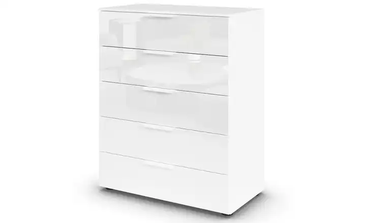 Kommode Flipp Weiß Weiß Front: Glas, Oberboden: Dekor 80 cm Weiß