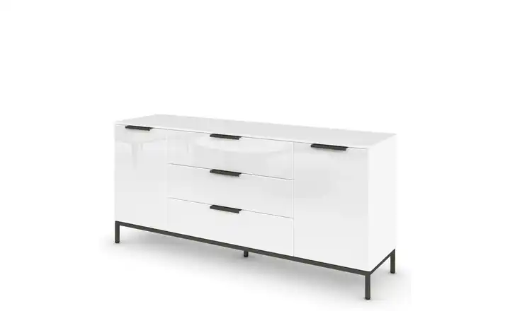 Sideboard Flipp Weiß Front: Glas, Oberboden: Dekor Graphit