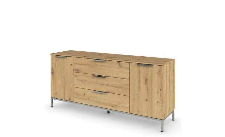Sideboard Flipp Eiche Artisan (Nachbildung) Front: Dekor, Oberboden: Dekor verchromt