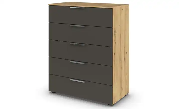Kommode Flipp Graphit, Eiche Artisan (Nachbildung) Graphit, Eiche Artisan (Nachbildung) Front: Dekor, Oberboden: Dekor 80 cm verchromt