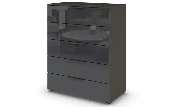 Kommode Flipp Basaltgrau, Graphit Basaltgrau, Graphit Front: Glas, Oberboden: Dekor 80 cm Graphit