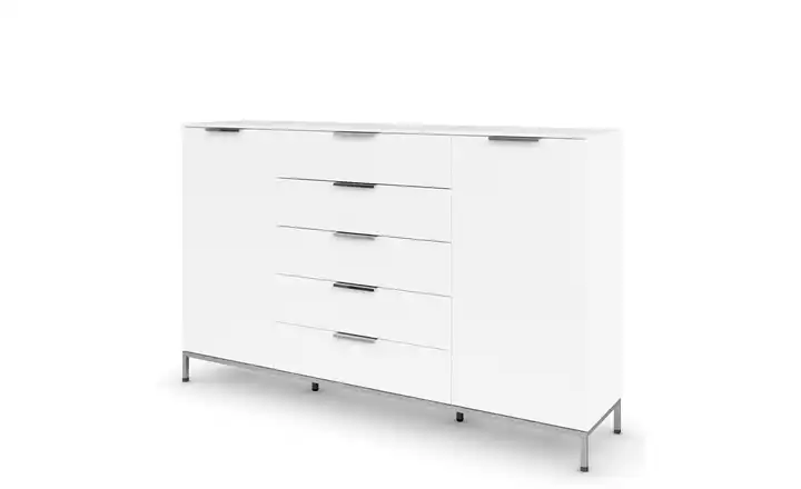Highboard Flipp Weiß Weiß Front: Dekor, Oberboden: Dekor 180 cm verchromt