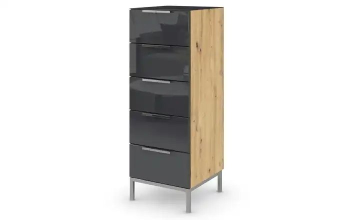 Kommode Flipp 40 cm verchromt Basaltgrau, Eiche Artisan (Nachbildung)